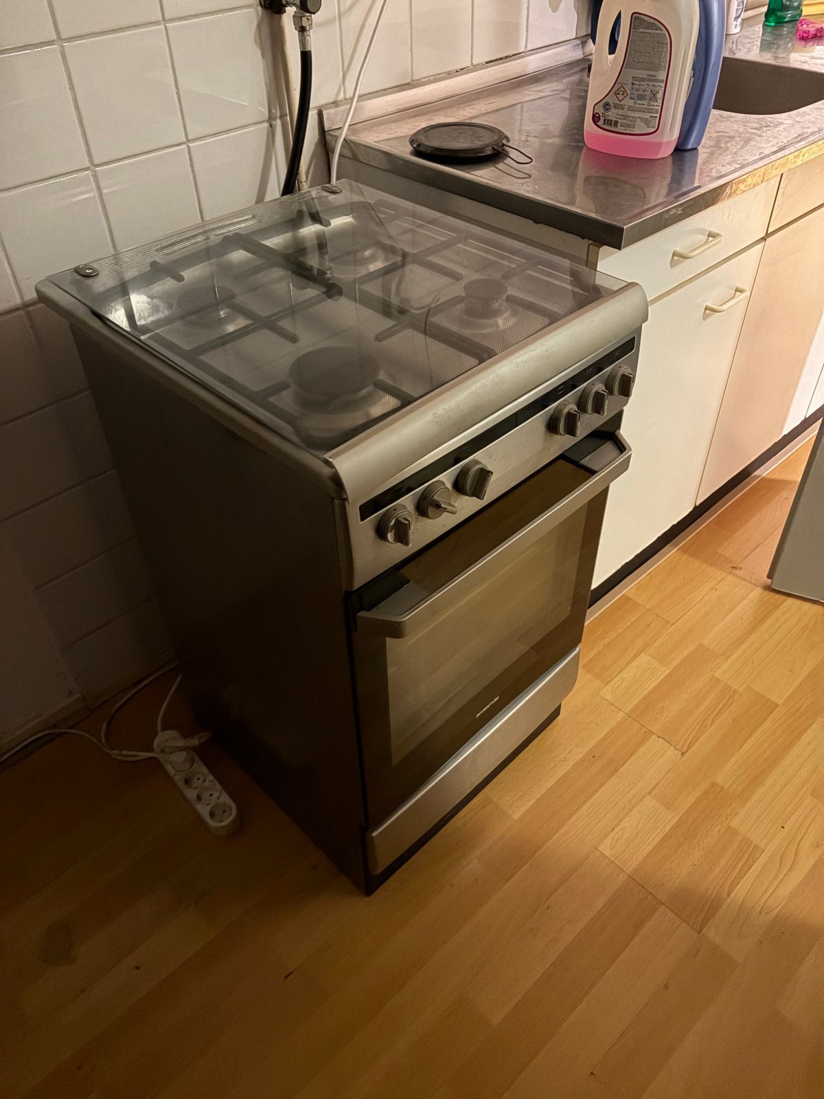 Fornuis met oven - Gasfornuis en elektrische oven, Ophalen, Gebruikt, Hete lucht, 60 cm of meer