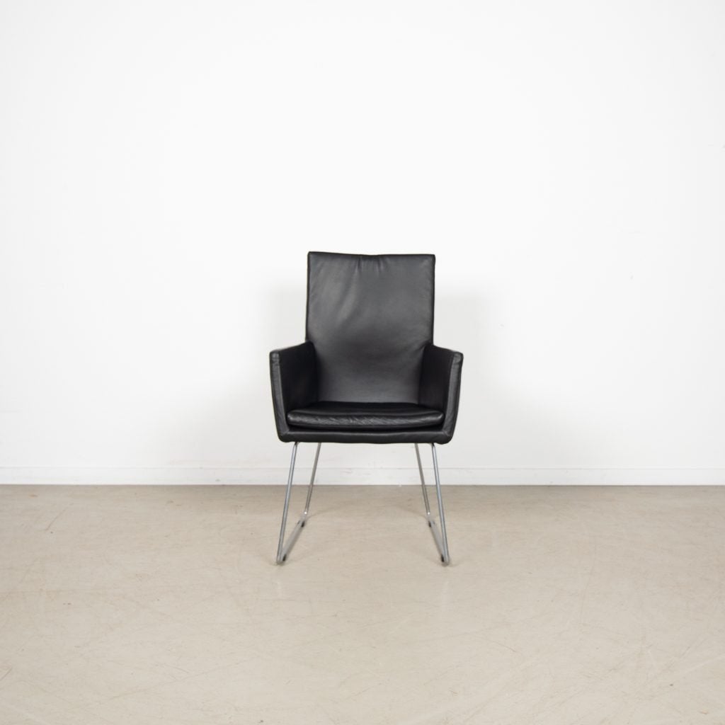 Label Donna Stoel Zwart Leer - Chroom, Huis en Inrichting, Stoelen, Niet ingevuld, Zo goed als nieuw, Niet ingevuld, Niet ingevuld