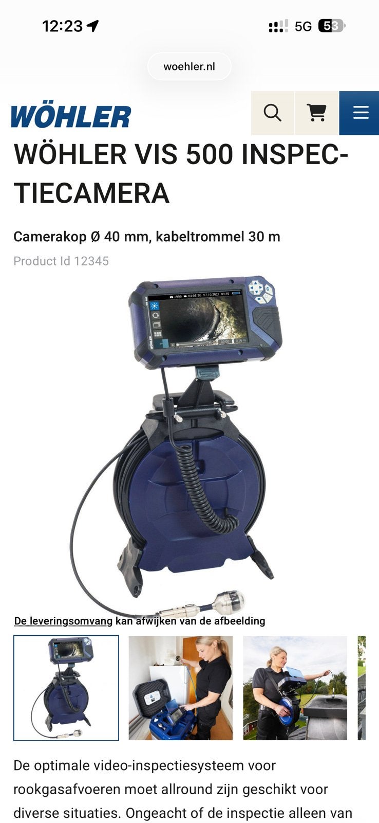 Wohler vis 500 inspectie camera, Ophalen, Zo goed als nieuw, Temperatuur