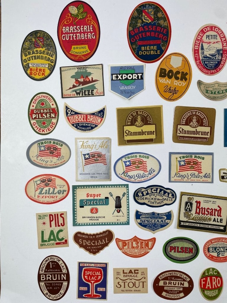 verzameling 92 oude bier etiketten, Verzamelen, Biermerken, Ophalen of Verzenden, Zo goed als nieuw, Overige typen, Overige merken