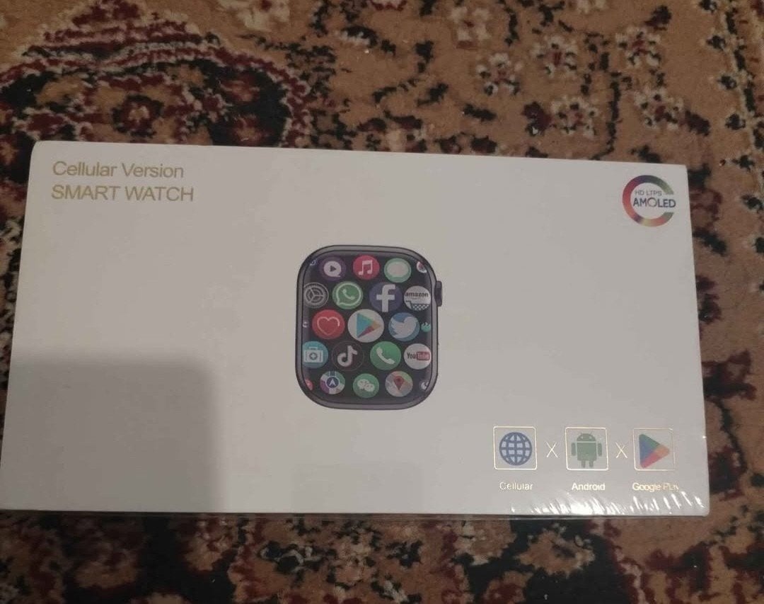 Smartwatch met mobiele connectiviteit en AMOLED-scherm 256GB, Calorieverbanding, Onbekend, Zwart, Nieuw