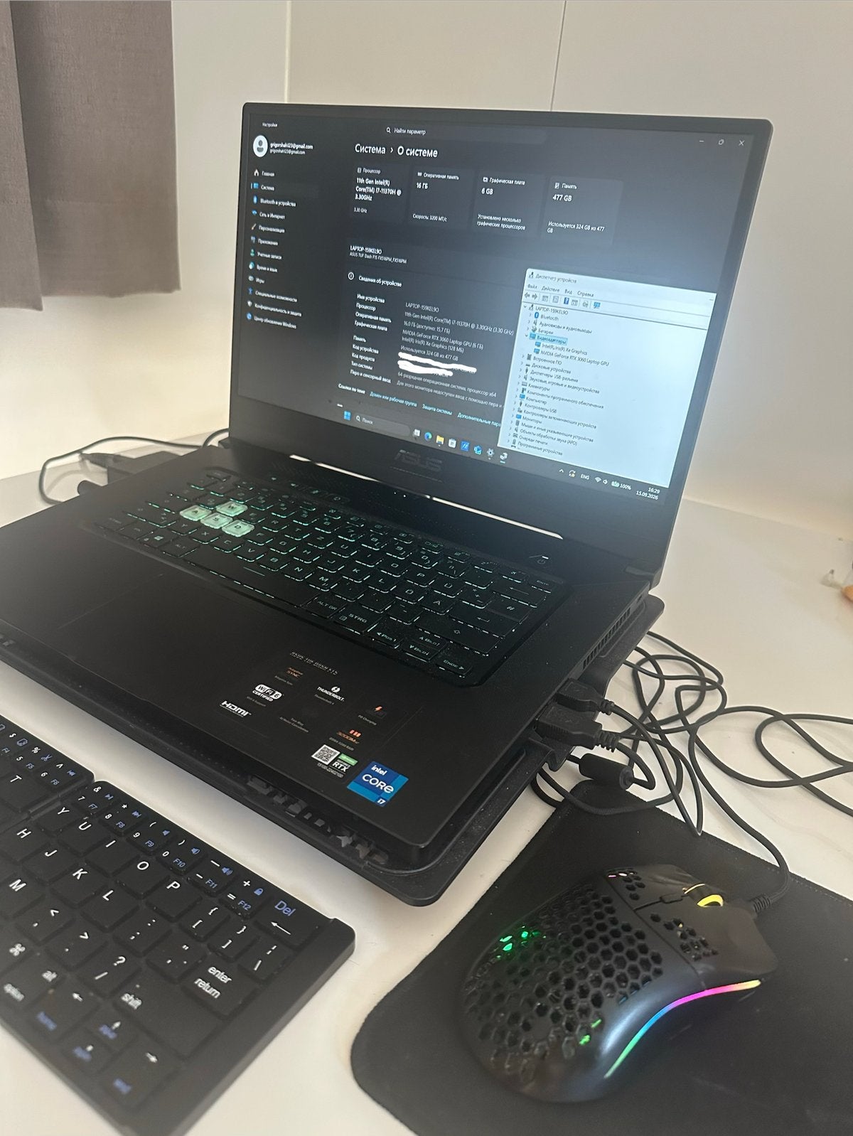 ASUS TUF Dash F15 Gaming Laptop - i7, 16GB RAM, RTX 3060, Ophalen, Met videokaart, 15 inch, Zo goed als nieuw