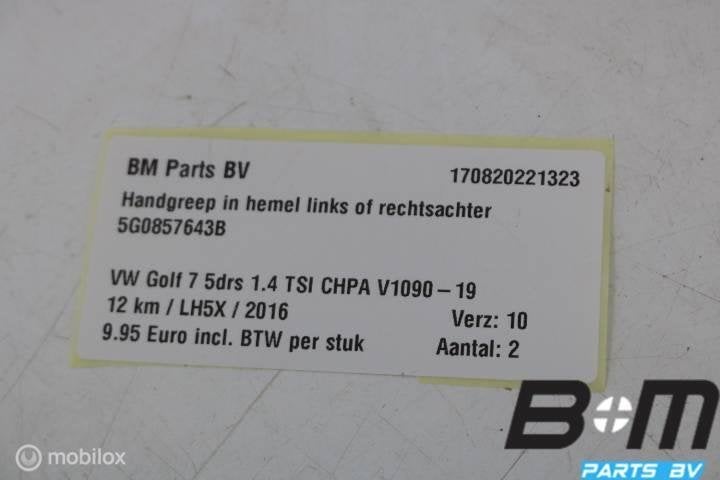 Handgreep in hemel LA of RA VW Golf 7 5G0857643B, Gebruikt