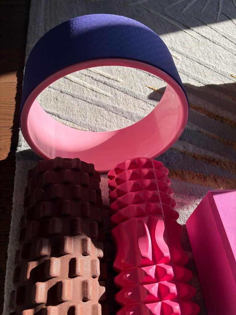 Yoga set met yoga wheel, foam rollers en blokken, Ophalen of Verzenden