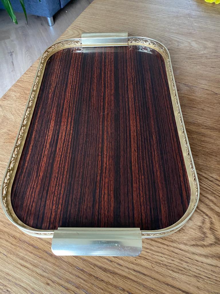 Vintage Dienblad MB Italy, Ophalen, Gebruikt, Rechthoekig, Hout
