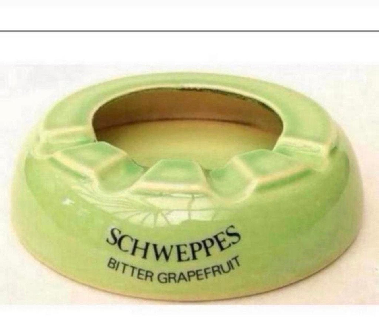 Vintage Schweppes Bitter Grapefruit Groene Ceramic Asbak, Hb, Ophalen of Verzenden, Zo goed als nieuw, H