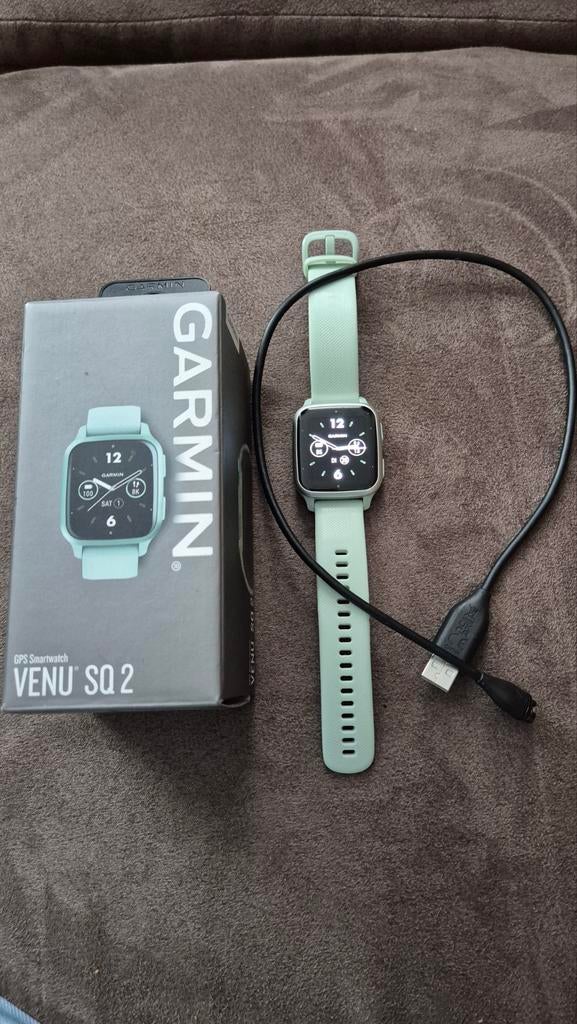 Garmin Venu Sq 2 GPS Smartwatch  mintgroen., Garmin, Ophalen of Verzenden, Zo goed als nieuw, Waterdicht