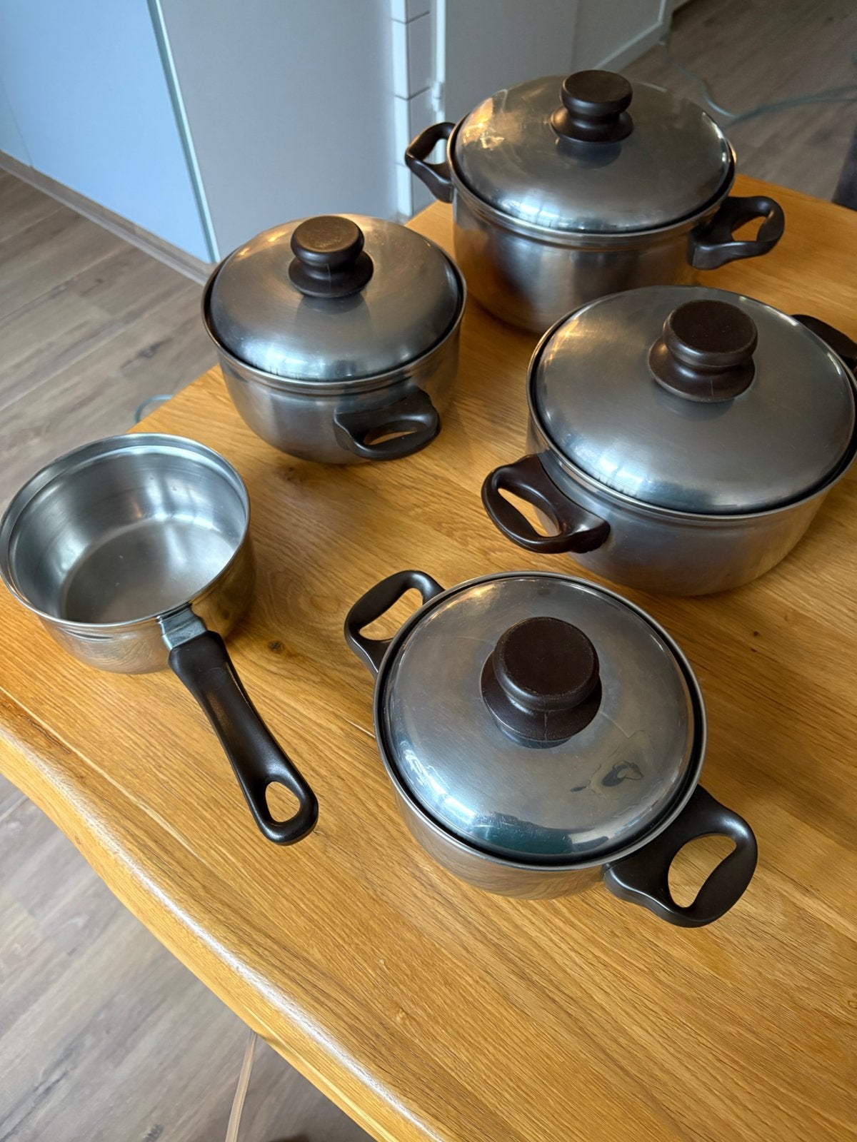 5 delig rvs BK pannenset, Huis en Inrichting, Keuken | Potten en Pannen, Ophalen, Gebruikt, BK, Pannenset