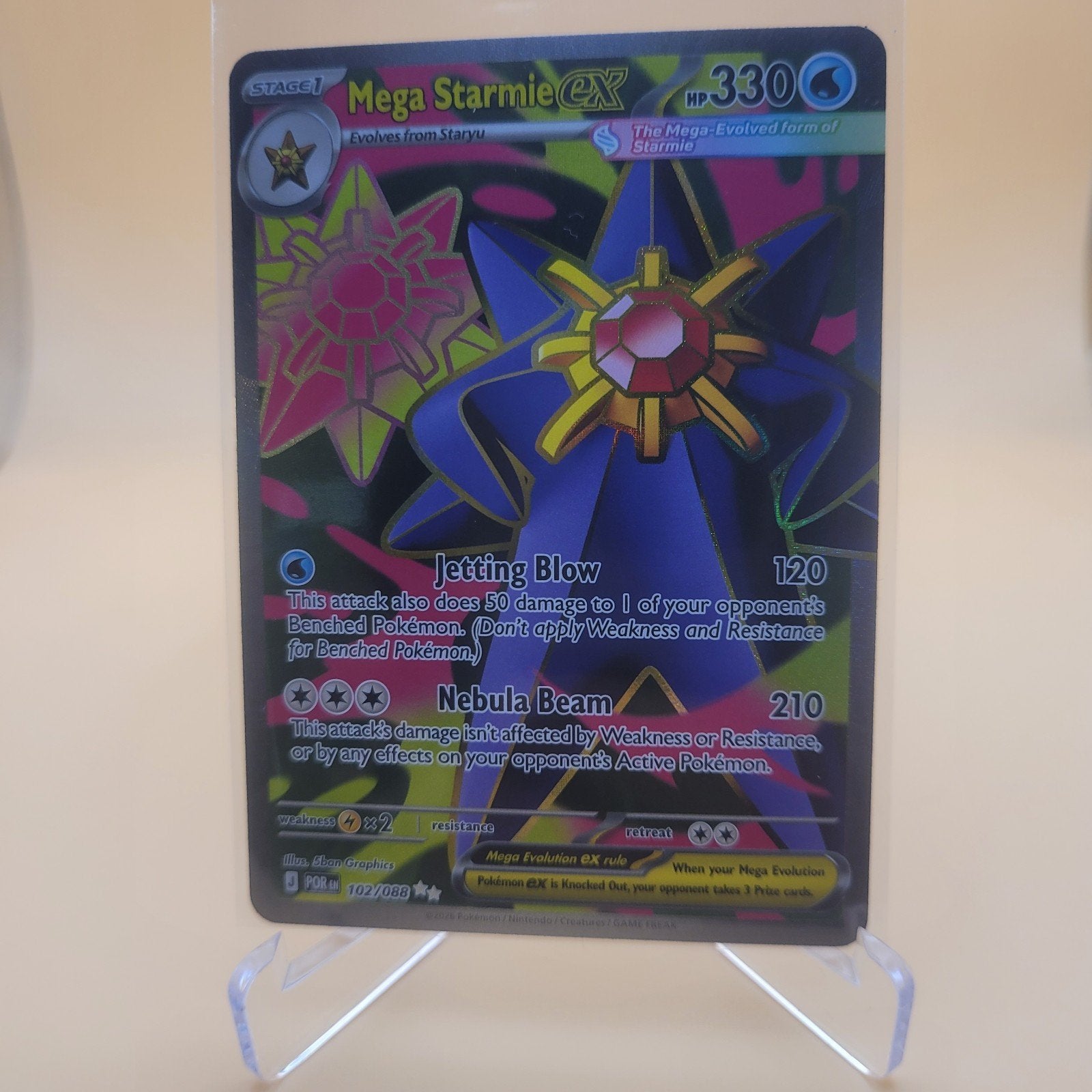 Mega Starmie EX Full Art (102/088) - Perfect Order, Ophalen of Verzenden, Zo goed als nieuw, Losse kaart, Foil