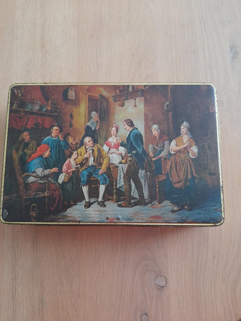 Oud Jacoues blik met slot, Verzamelen, Blikken, Ophalen of Verzenden, Gebruikt, Overige, Overige merken
