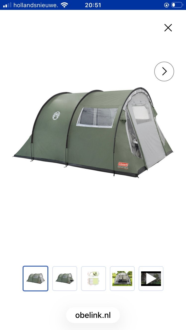 Coleman Coastline 4 Deluxe tent - 4 persoons, Ophalen, Gebruikt, Tot en met 4