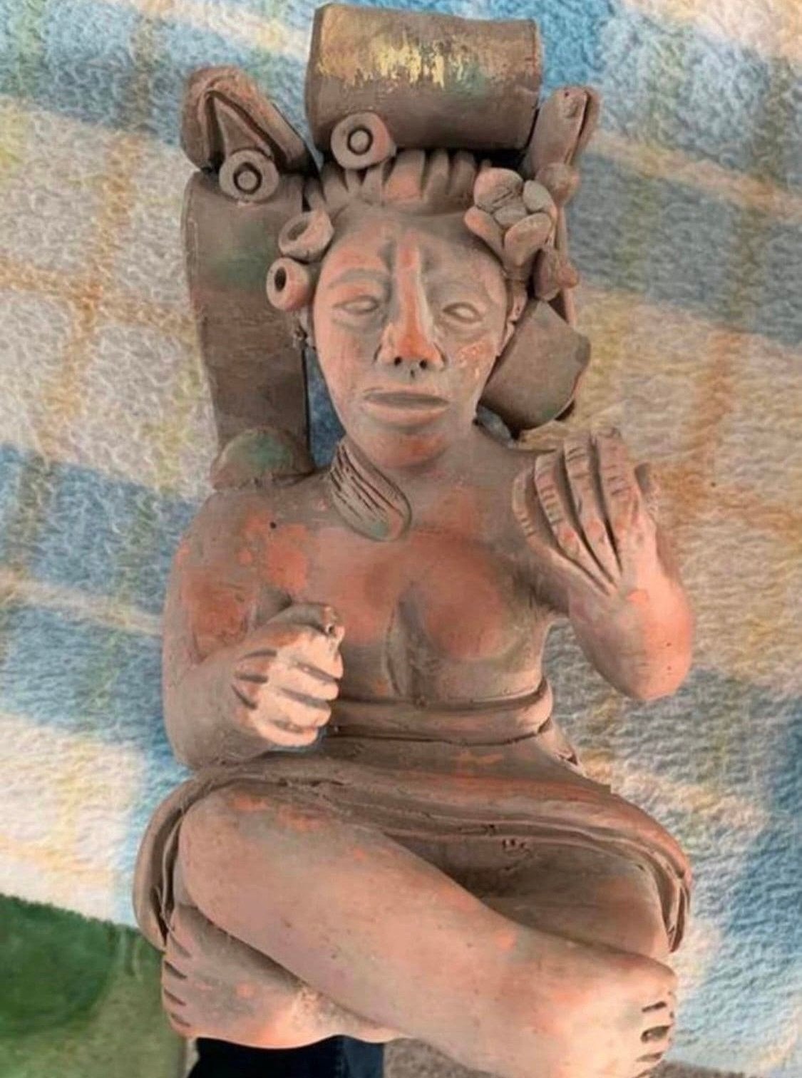 Beeld oud Mexico Maya stijl Pre-Columbian terracotta beeld., Ophalen of Verzenden