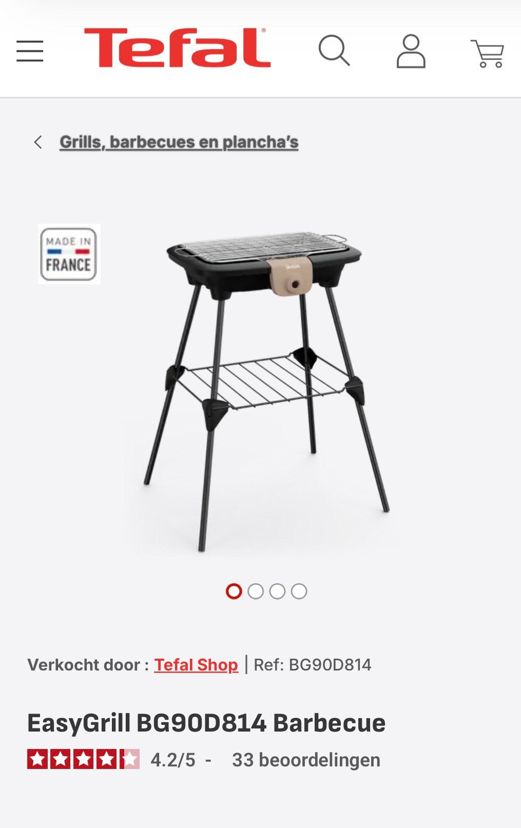 Tefal EasyGrill BG90D814 Barbecue, Ophalen of Verzenden, Gebruikt