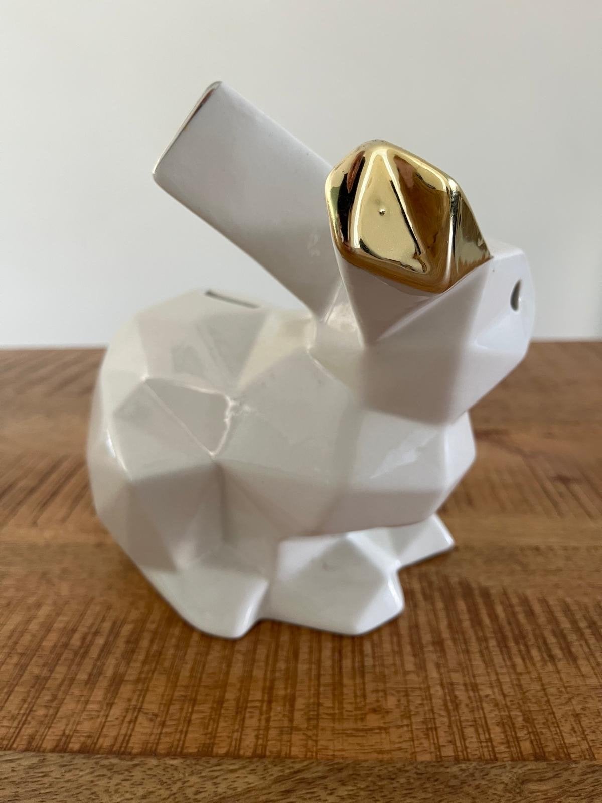 Pols Potten konijn wit met goud spaarpot, Ophalen, Zo goed als nieuw, Modern, Wit