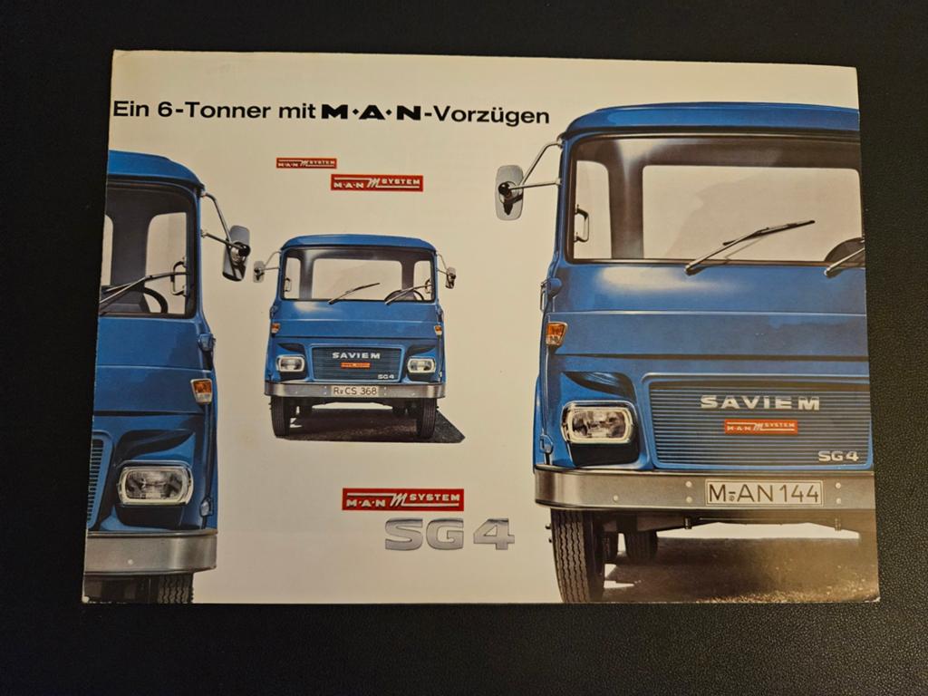 Brochure Saviem M.A.N SG 4, Ophalen of Verzenden, Zo goed als nieuw, Overige merken