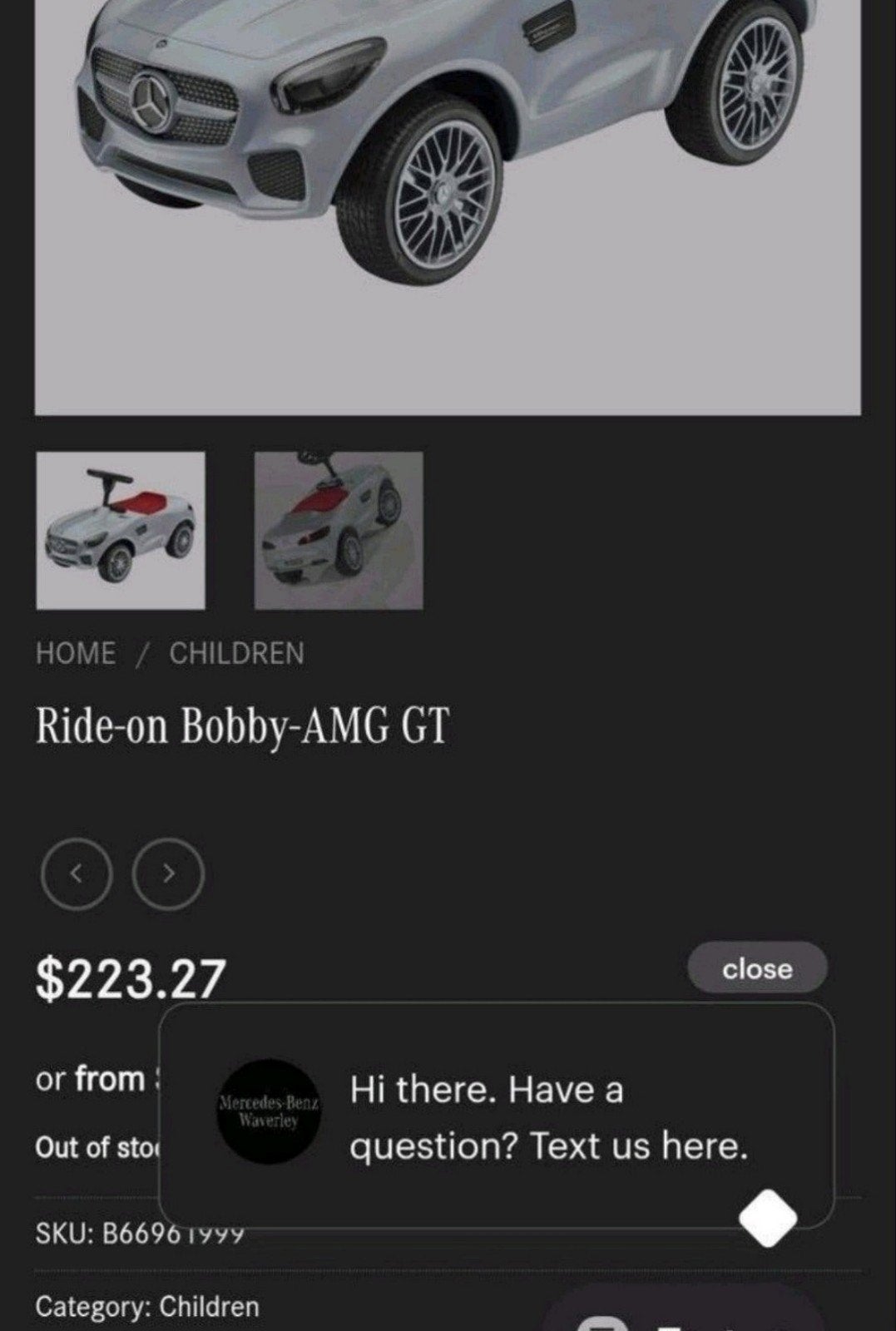 VETTE BAK! ✨️ Mercedes AMG gt bobby loopauto zilver met rood, Ophalen of Verzenden, Zo goed als nieuw, Loopvoertuig
