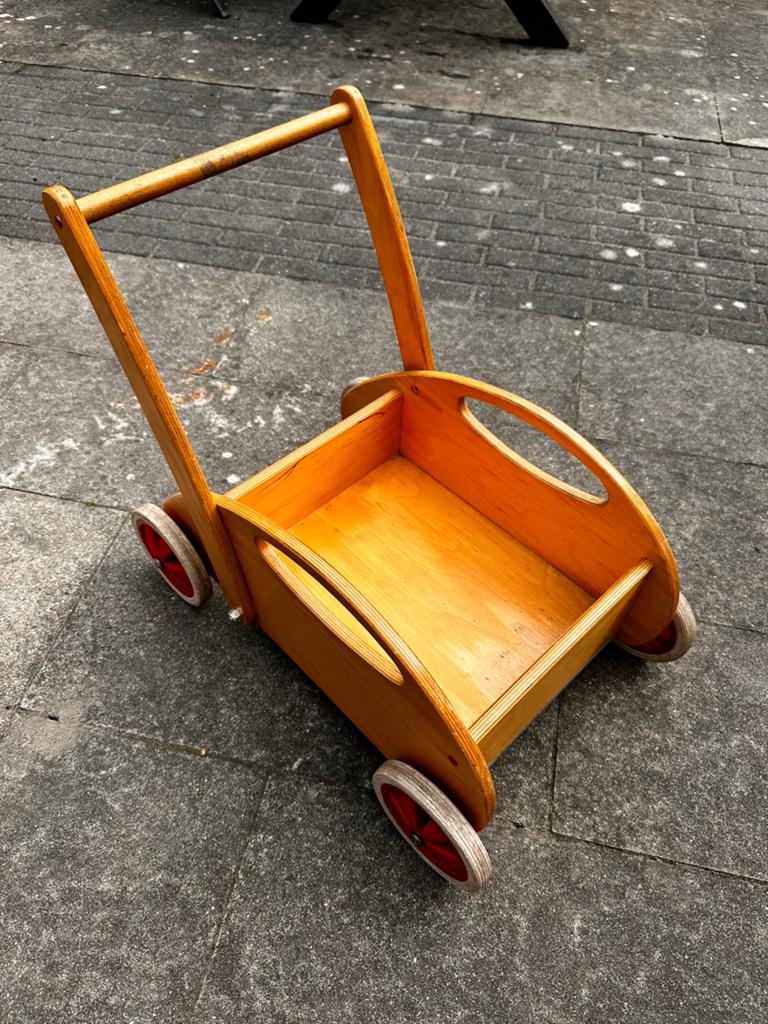 Houten loopwagen met opbergruimte - Vintage stijl, Kinderen en Baby's, Speelgoed | Houten speelgoed, Ophalen, Gebruikt, Duw- of Trekspeelgoed