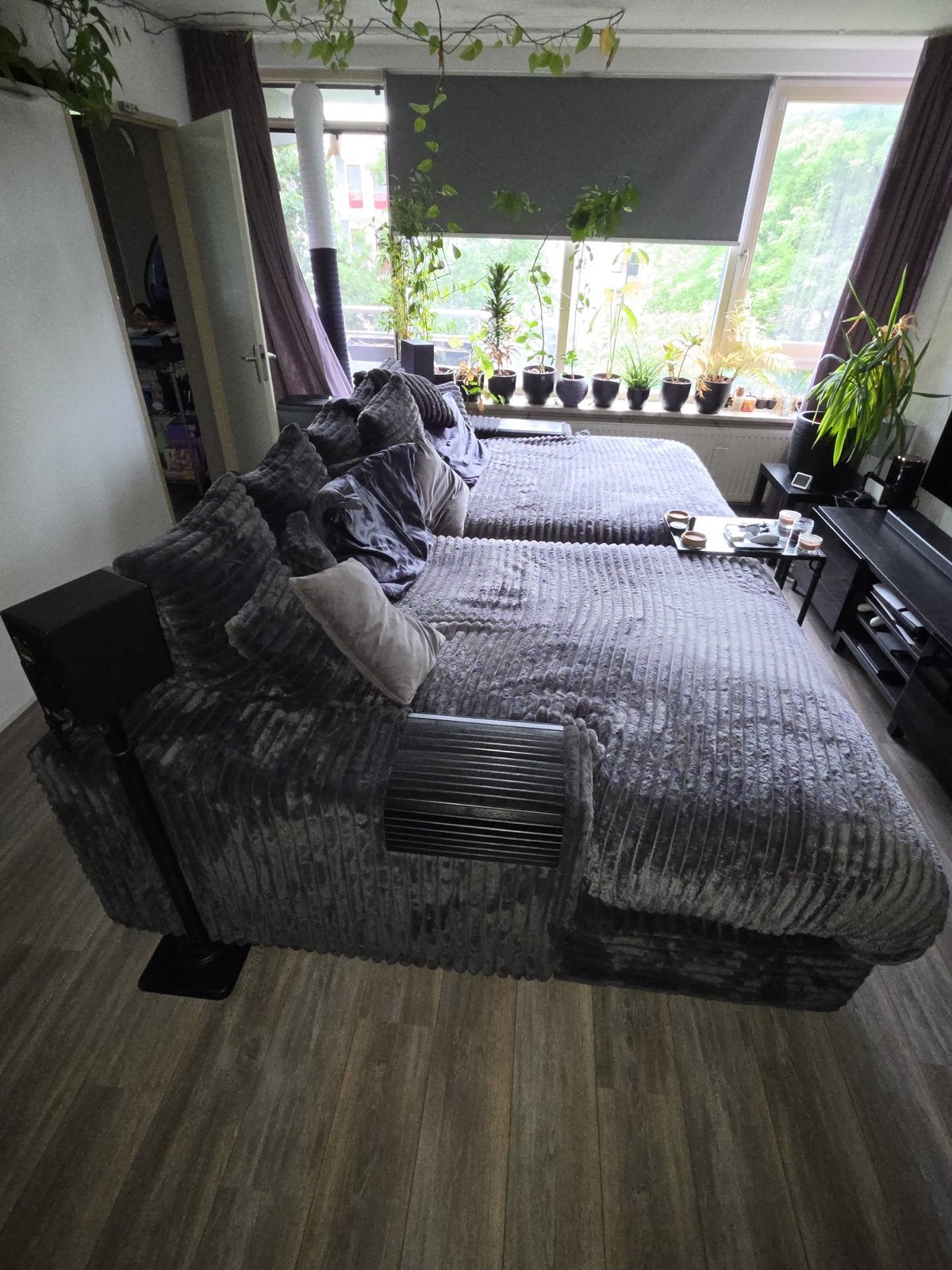 Grote lounge bank - Jumbo XXL antraciet American big sofa, Ophalen, 250 tot 300 cm, Gebruikt, Rechte bank