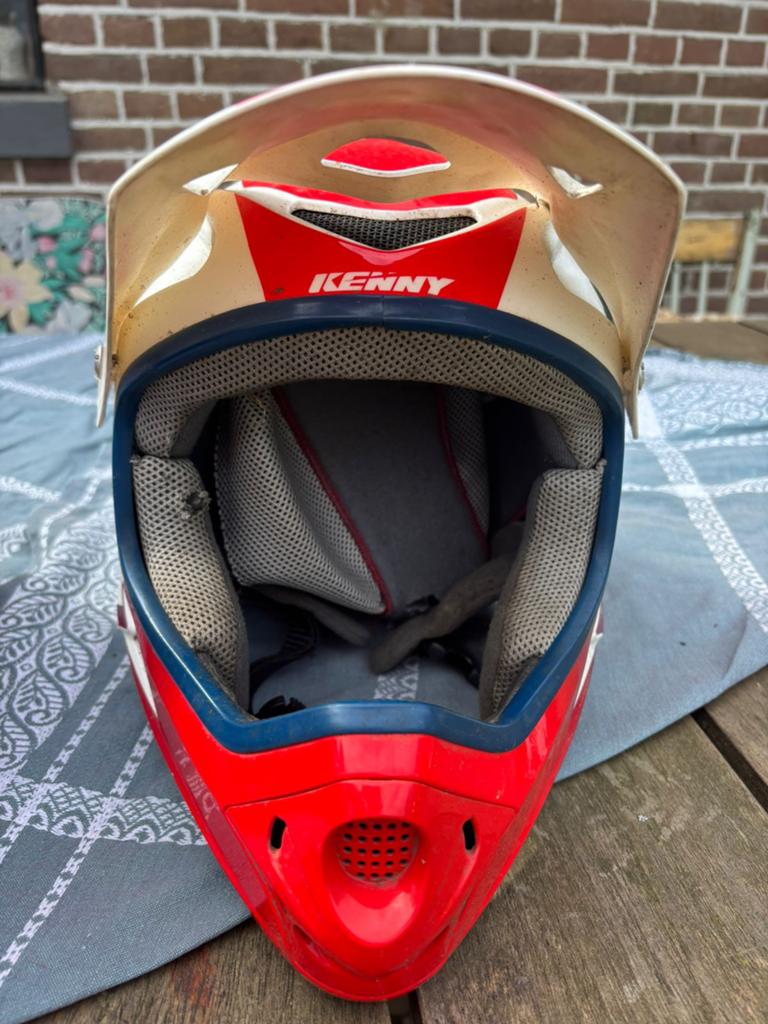 Kenny Offroadhelm - Rood/Wit, Motoren, Kleding | Motorhelmen, Tweedehands, Ophalen, Overige merken, Heren