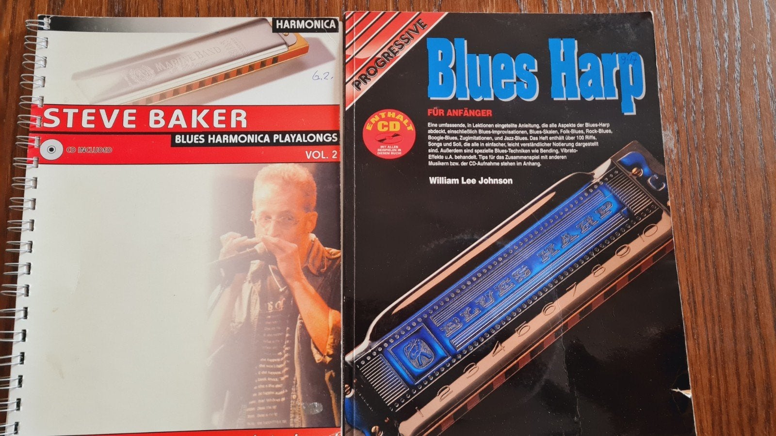 2 muziekboeken voor de mondharmonica, Gebruikt, Mondharmonica, Les of Cursus, Ophalen of Verzenden