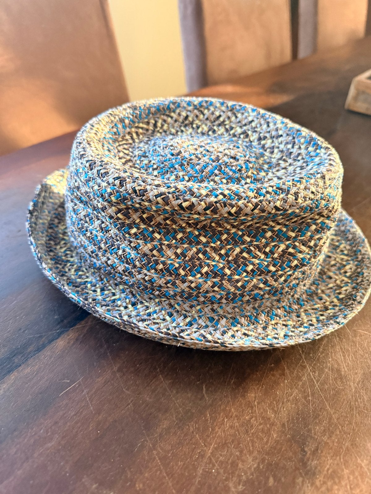Stetson Toyo Trilby Hoed - Blauw/Bruin (Maat S), Kleding | Dames, Hoeden en Petten, Ophalen of Verzenden, Zo goed als nieuw, 55 cm (S, 6⅞ inch) of minder
