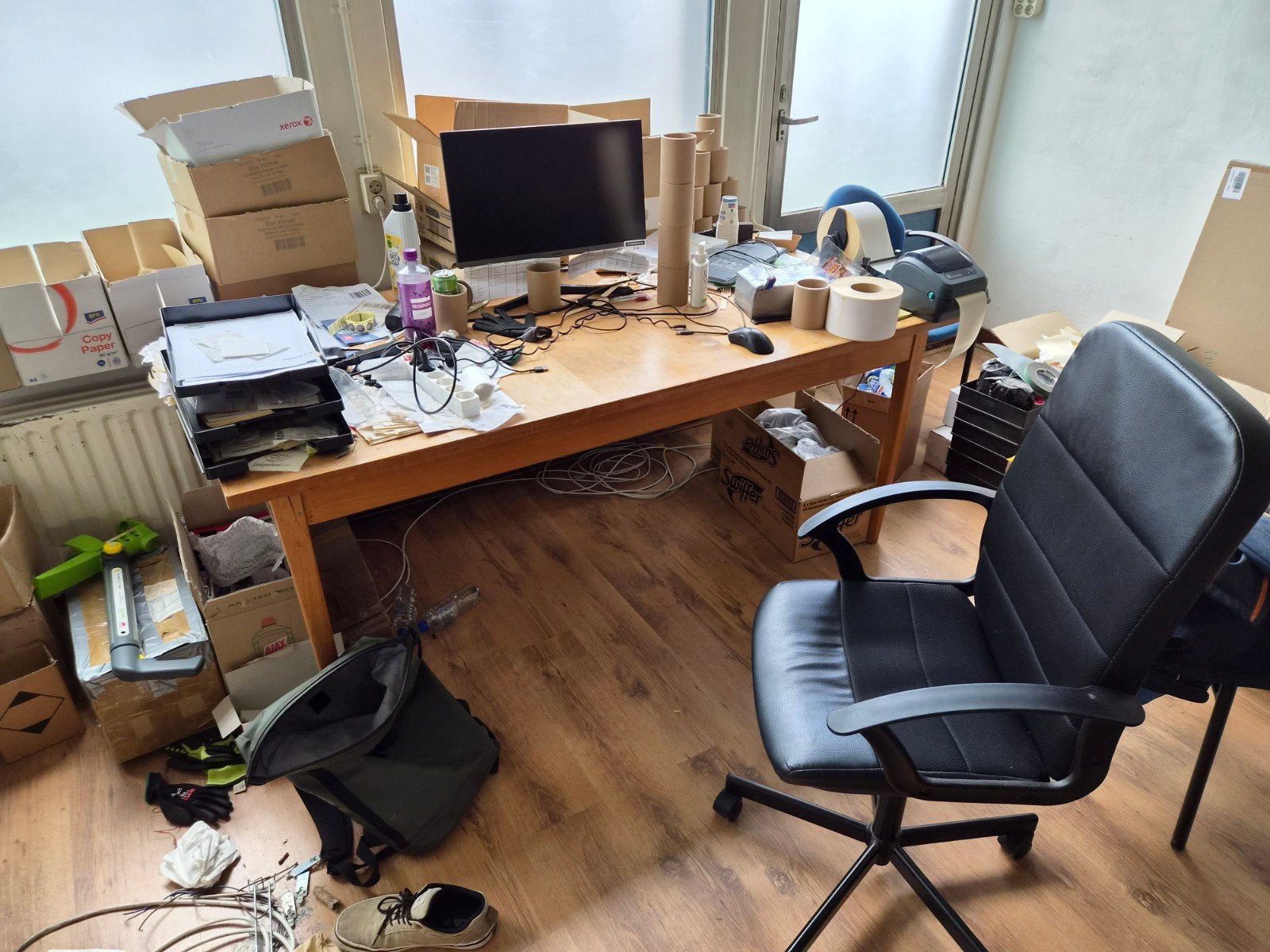 Houten tafel/bureau, Gebruikt, Vijf personen of meer, 150 tot 200 cm, Rechthoekig
