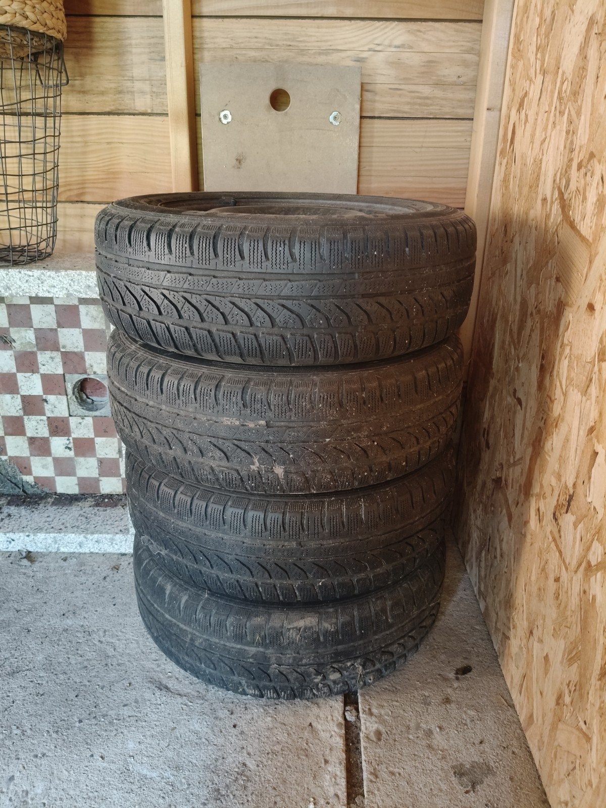 Dunlop winterbanden met velg 175/65 R14 voor Fiat 500, Ophalen, 14 inch, Gebruikt, 175 mm