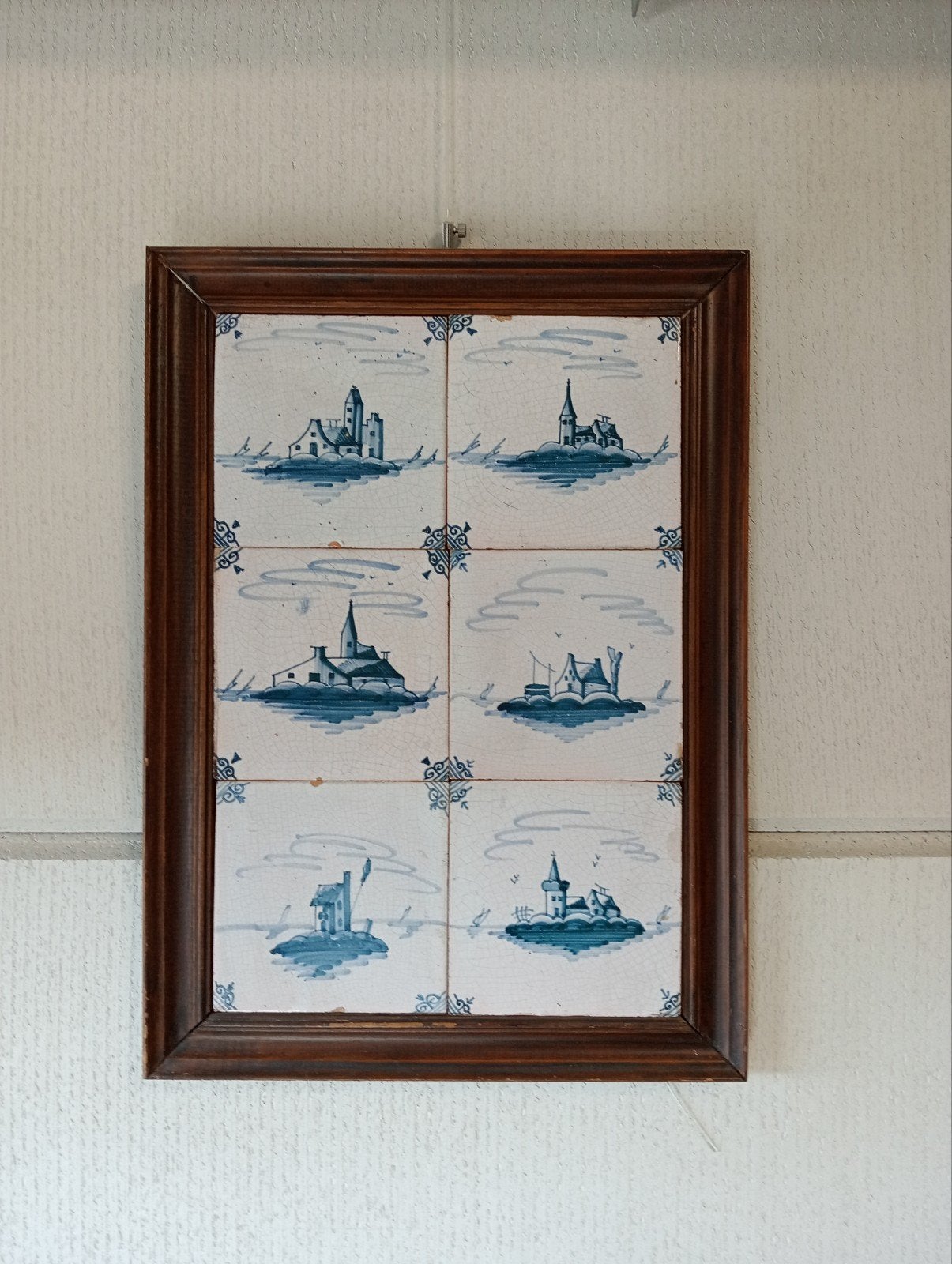 Antiek Delfts Blauw Tegeltableau - Hollandse Landschappen, Antiek en Kunst, Ophalen of Verzenden