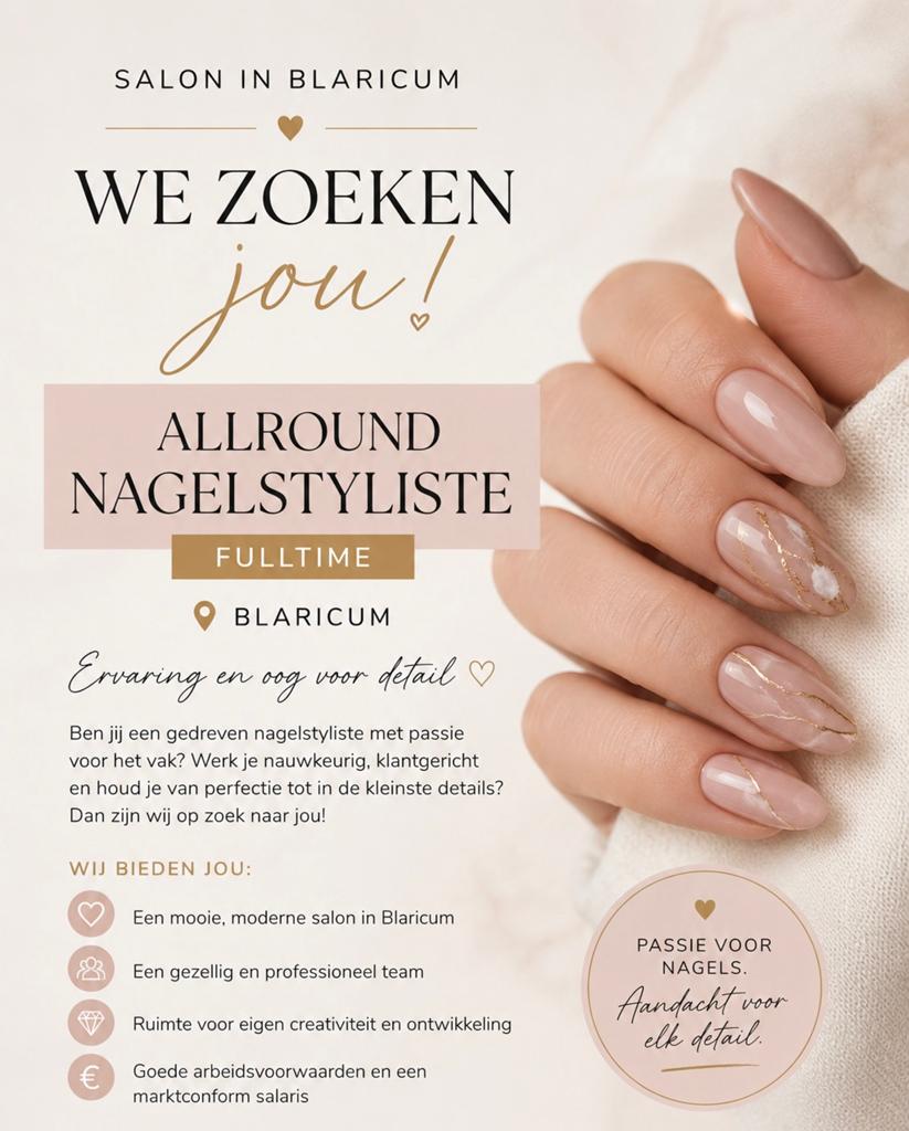 NAGELSTYLISTE GEZOCHT VOOR EEN SALON!, Vacatures, Vacatures | Uiterlijke verzorging, Variabele uren, Overige niveaus, Starter
