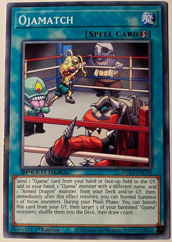 Yu-Gi-Oh! Ojamatch SGX1 1st Edition !, Ophalen of Verzenden, Zo goed als nieuw, Losse kaart