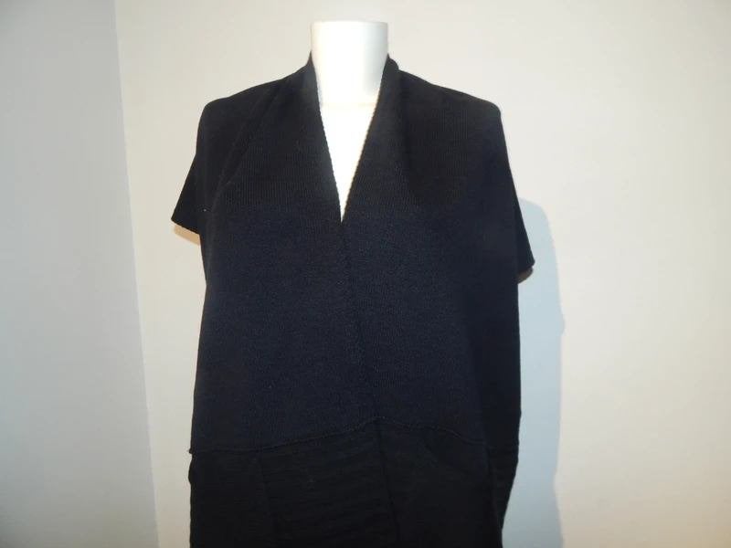 Sarah Pacini gebreide cape poncho look zwart oa merino wol, Verzenden, Sarah Pacini, Zwart, Maat 46/48 (XL) of groter