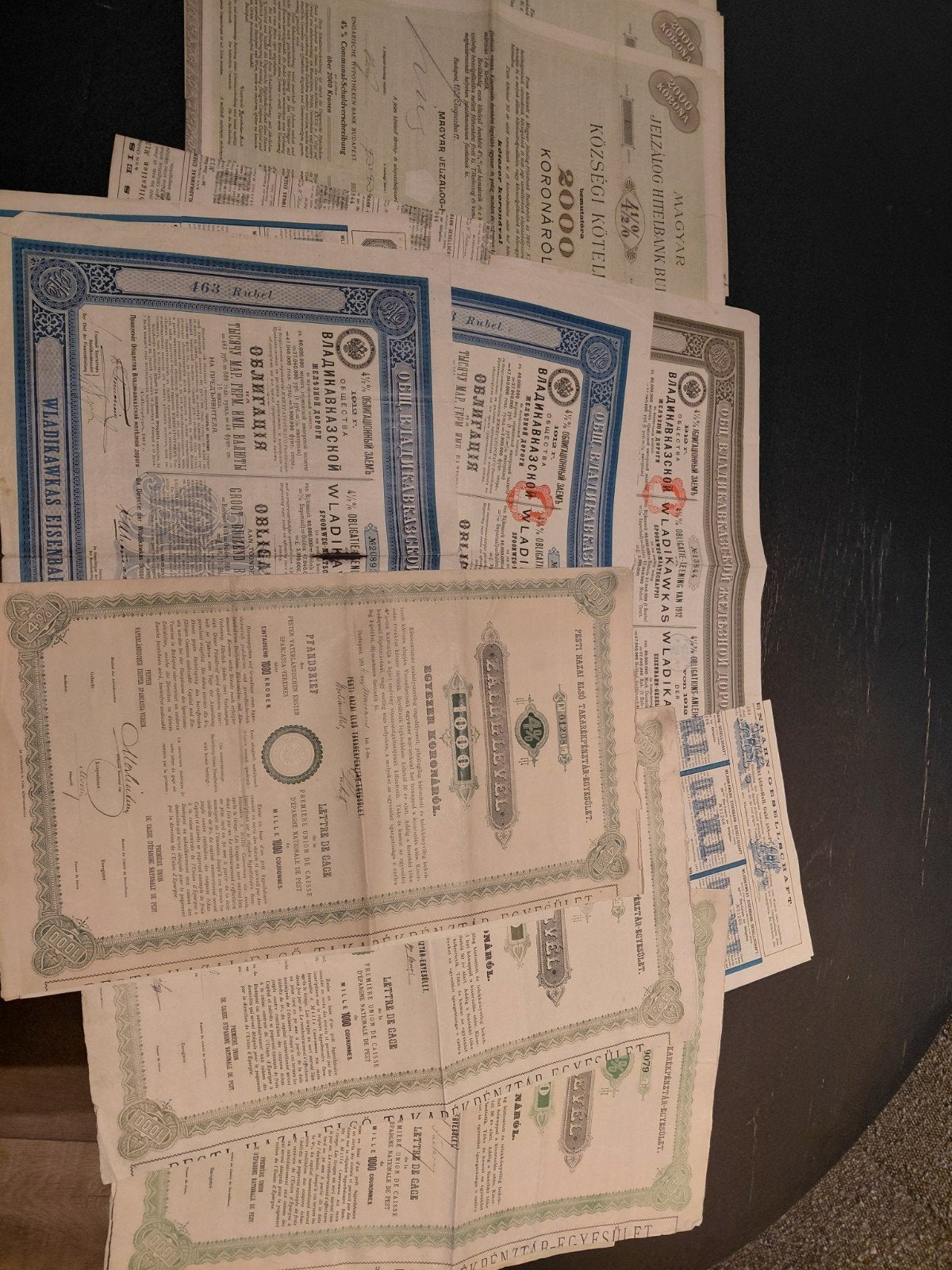 9 obligaties pand brief of aandeel, Ophalen of Verzenden, Voor 1920, Aandeel