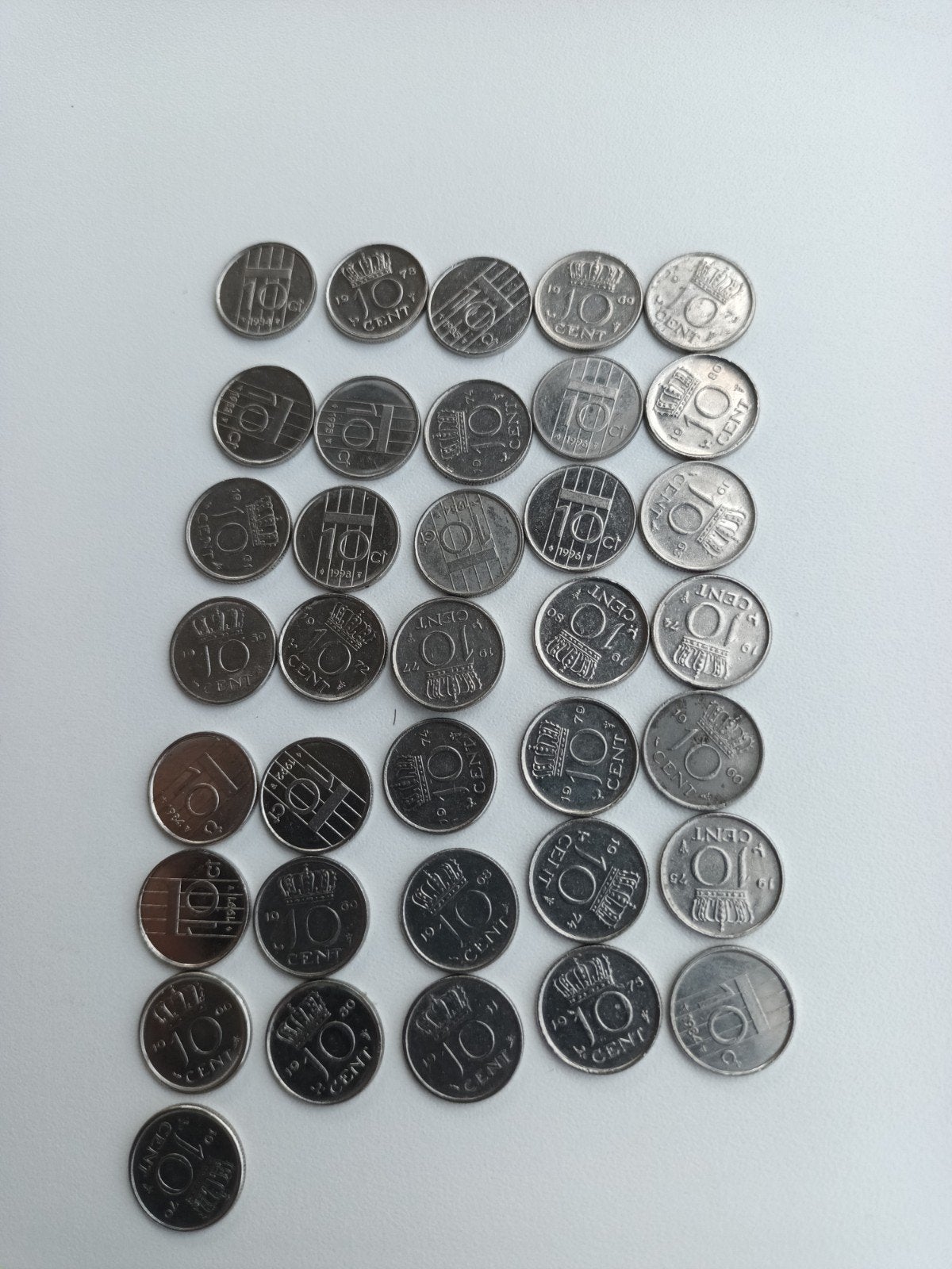 Partij van 36 Nederlandse 10 cent munten (dubbeltjes), Postzegels en Munten, Munten | Nederland, Ophalen of Verzenden, Koningin Juliana