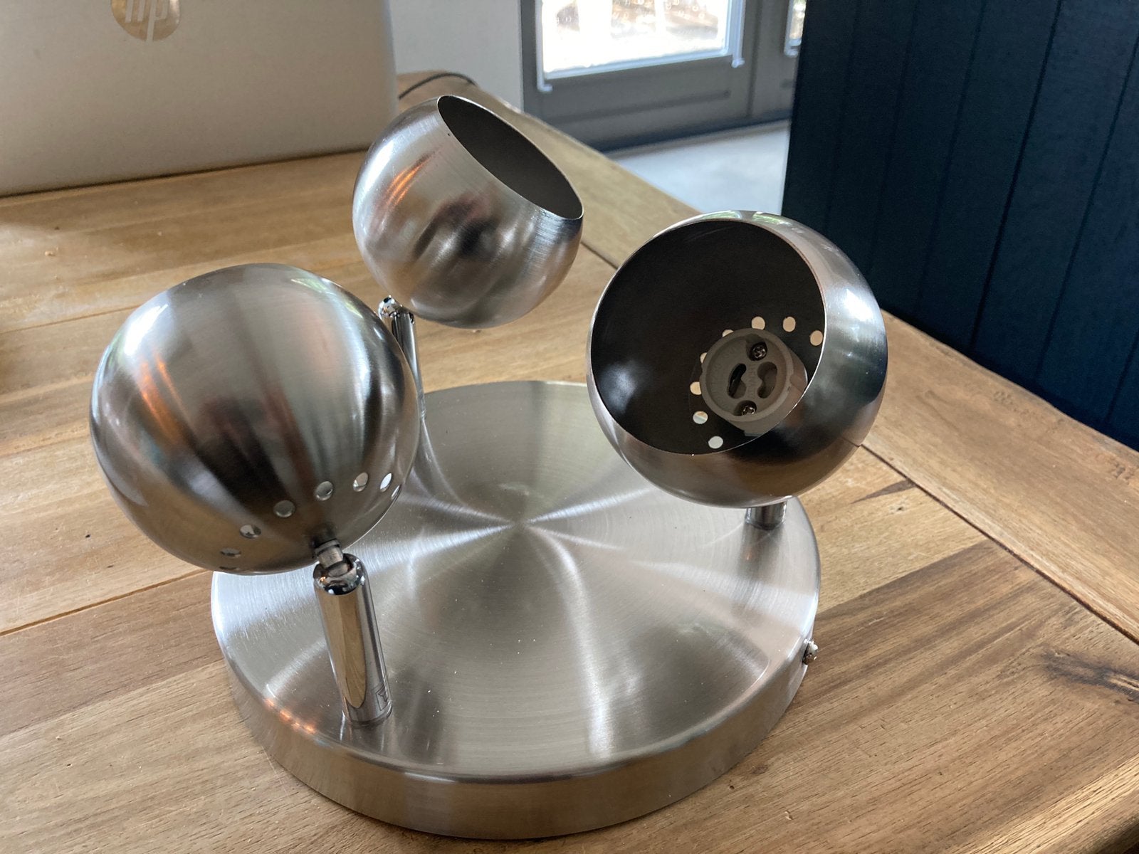 Plafondlamp spotplaat Ronda voor 3 spots, nikkel, Zilver, Modern, GU10, Nieuw