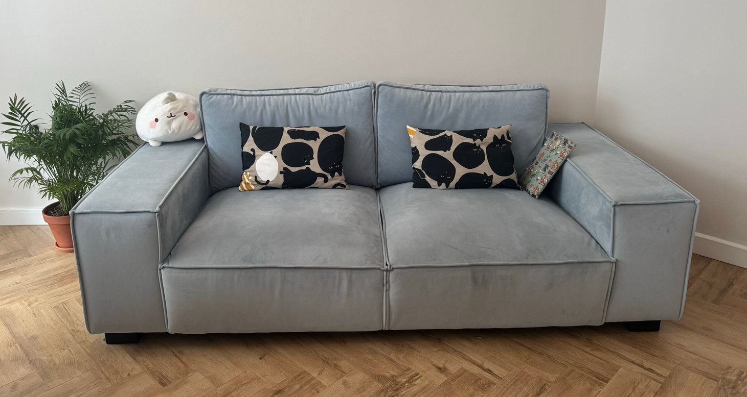 Sky blauwe 3-zitsbank - 220x105x80cm, Ophalen, Gebruikt, 100 tot 125 cm, Driepersoons