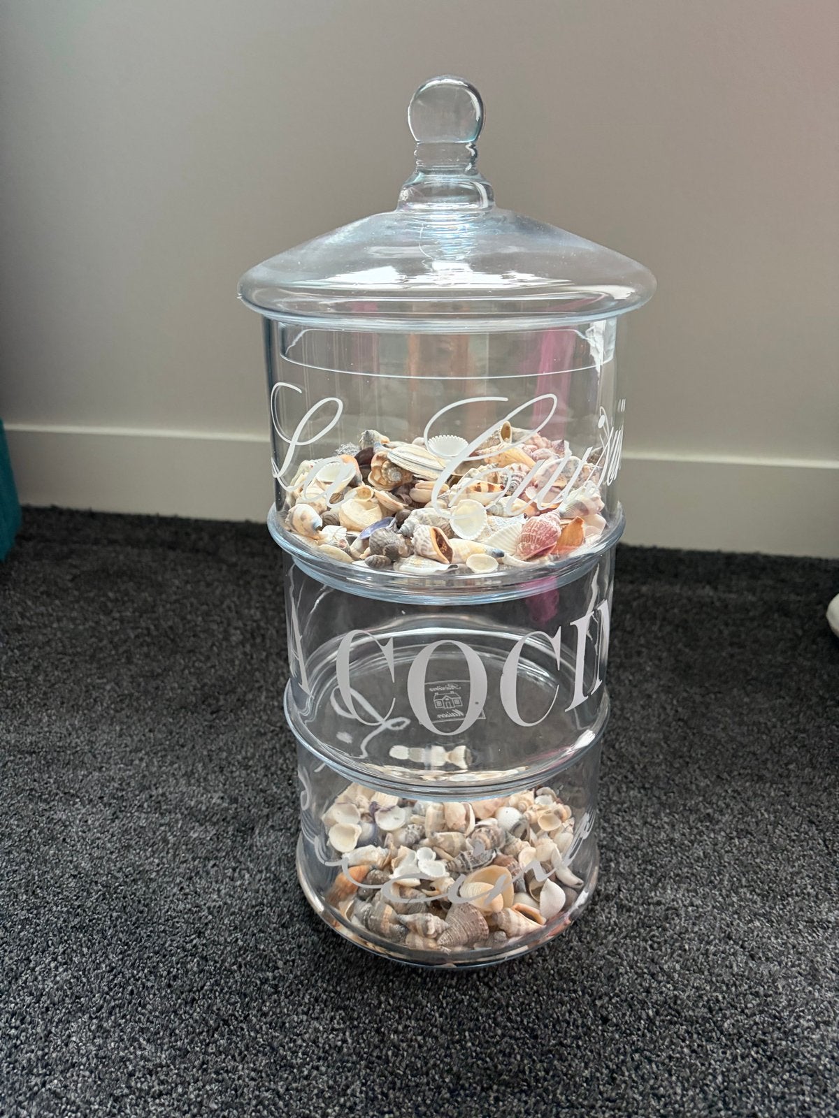 Glazen voorraadpot met deksel - Riviera Maison, Ophalen, Zo goed als nieuw, Glas, Landelijk