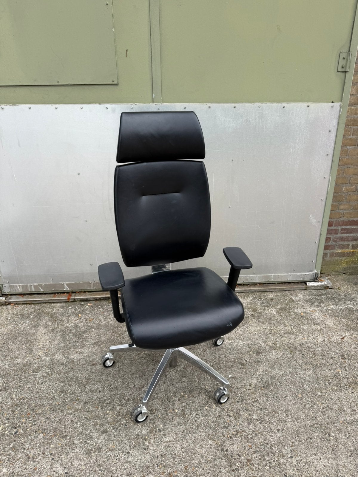 Luxe bureaustoel Sitland leder, Huis en Inrichting, Bureaustoelen, Ophalen, Zo goed als nieuw, Zwart
