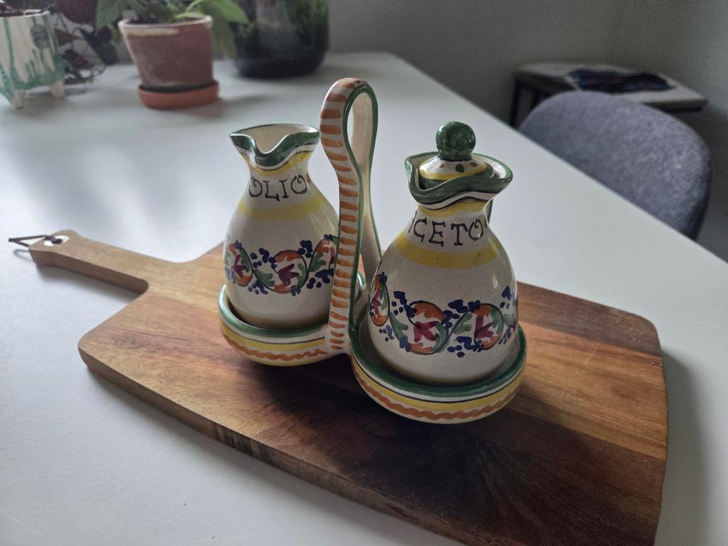 Vintage Italiaanse Olie & Azijn Set - Deruta Keramiek, Ophalen of Verzenden