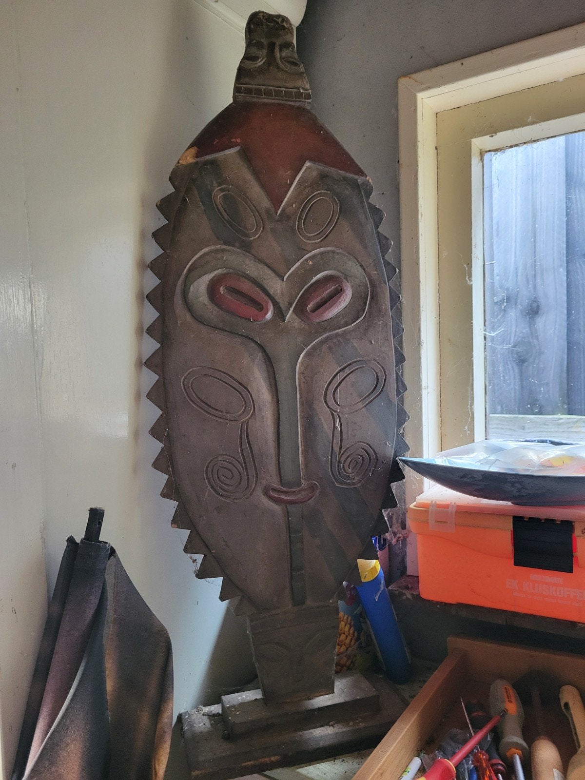 Groot Afrikaans houten masker - Handgesneden kunst, Hout, Afrika, Masker, Ophalen of Verzenden