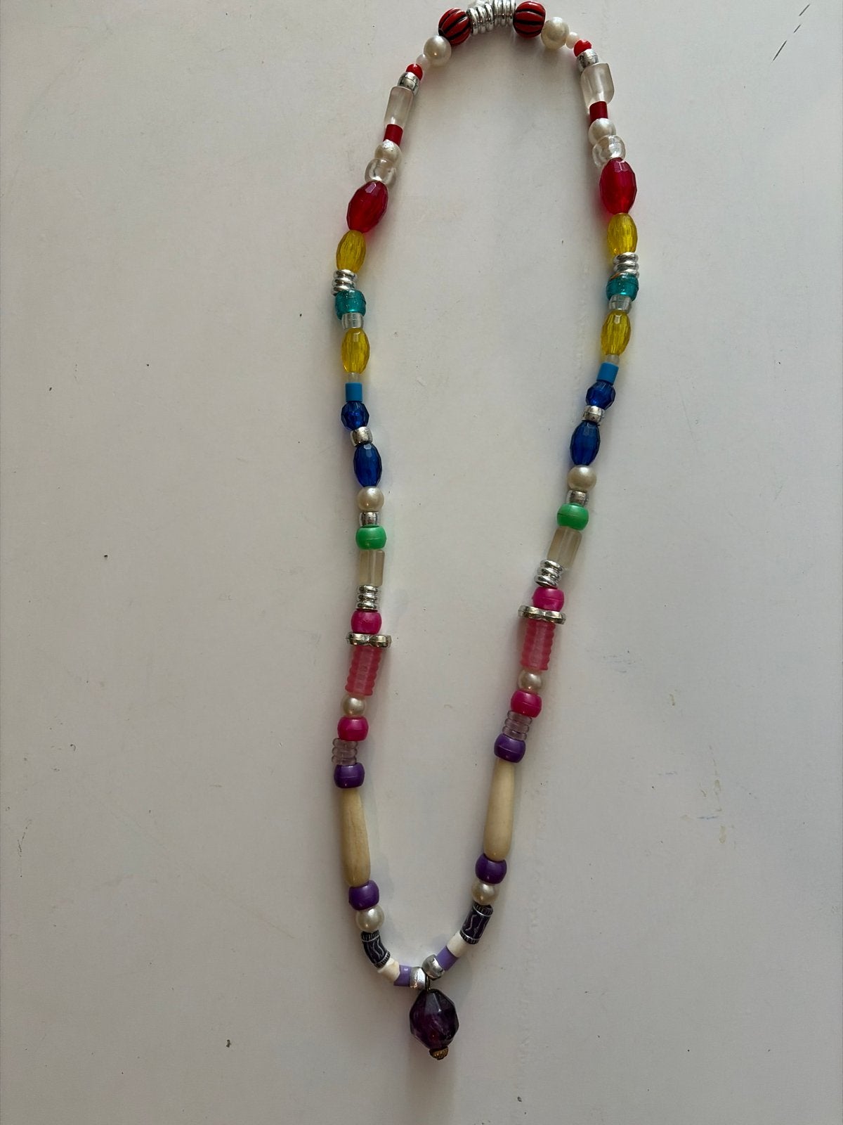 Kleurrijke kralenketting met hanger, Met hanger, Kunststof, Blauw, Nieuw