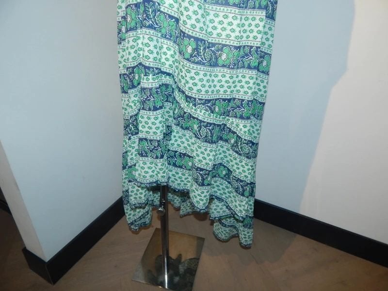 Antik Batik lange zomerjurk met ruches en print, maat 40, Maat 38/40 (M), Zo goed als nieuw, Onder de knie, Antik Batik