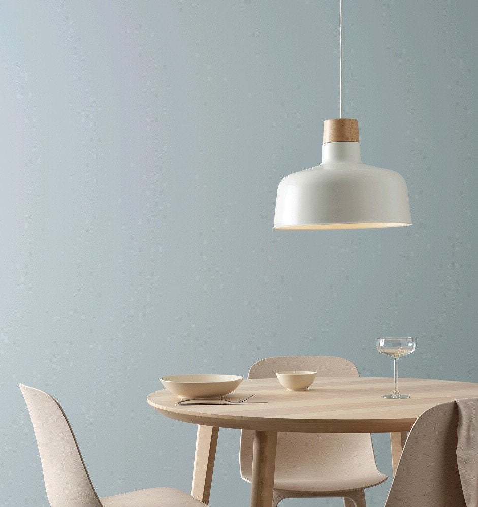 Witte ikea hanglamp woonkamer lamp, Zo goed als nieuw, Minimalistisch, Hout, E27 (groot)