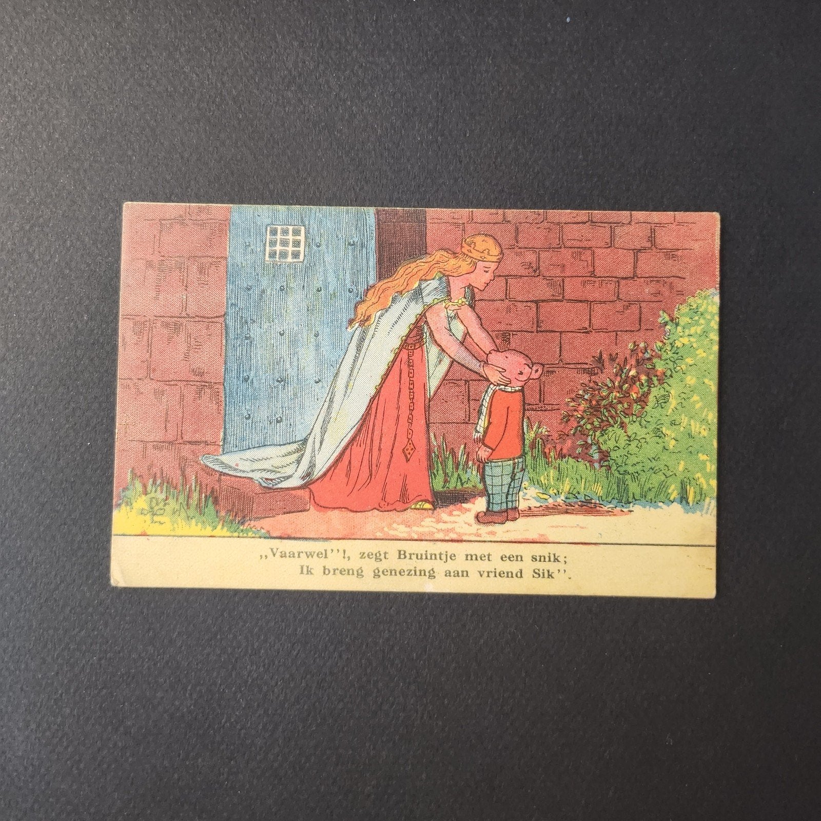 Oude ansichtkaart: "Vaarwel!" zegt Bruintje met een snik, Verzamelen, Verzenden, Voor 1920, Gelopen