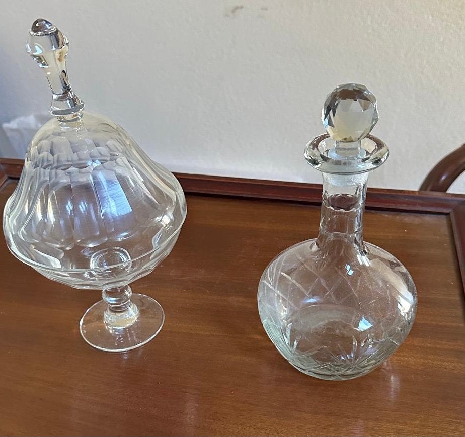 Glazen karaf en bonboniere, Ophalen of Verzenden