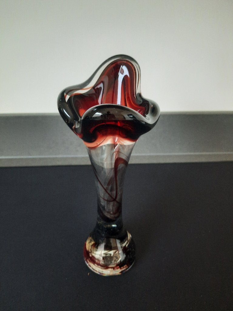 Vaas Murano stijl, 24 cm, Handgemaakt, Ophalen of Verzenden, Rood