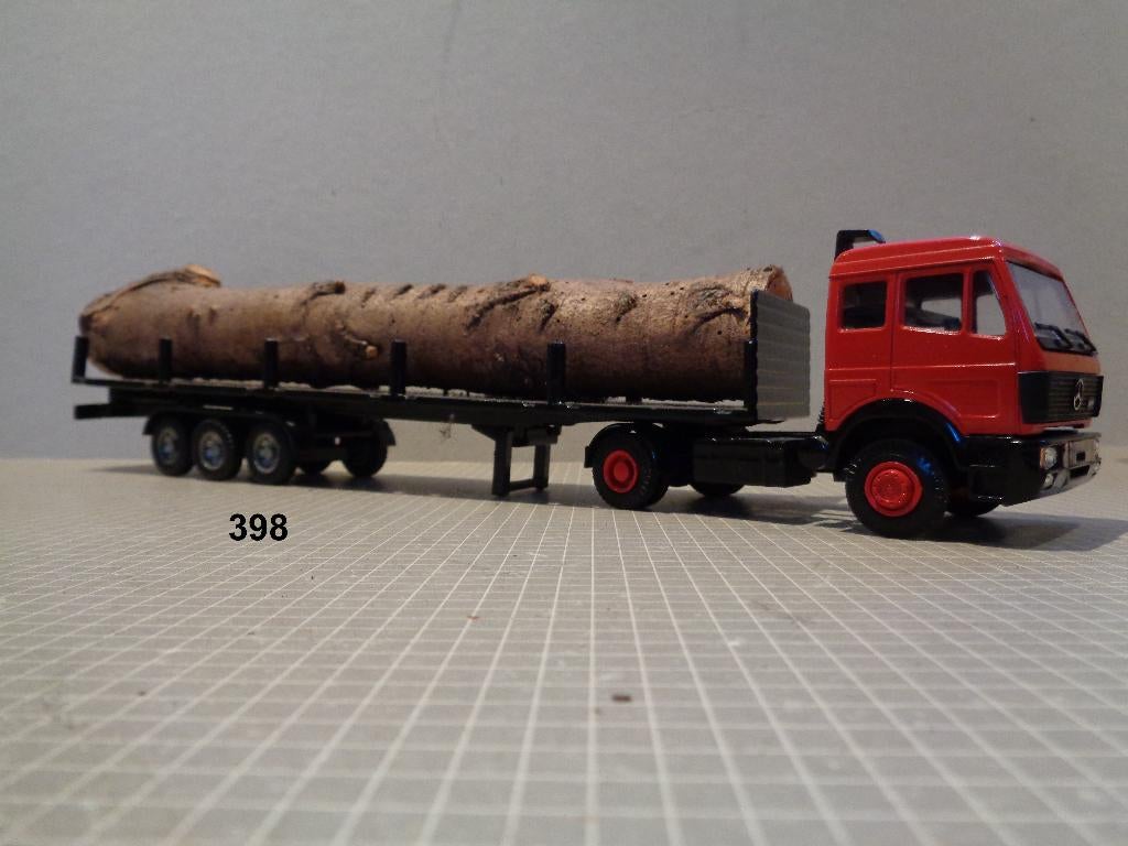 lion/jol mb met open rtailer met boom, Hobby en Vrije tijd, Modelauto's | 1:50, Ophalen of Verzenden, Zo goed als nieuw, Bus of Vrachtwagen