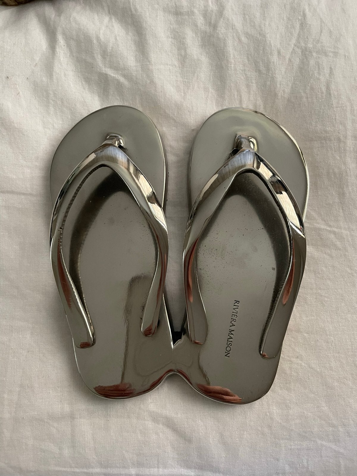 Riviera Maison Slippers - Decoratieve Metalen Slippers, Ophalen of Verzenden, Zo goed als nieuw, Zilver, Metaal