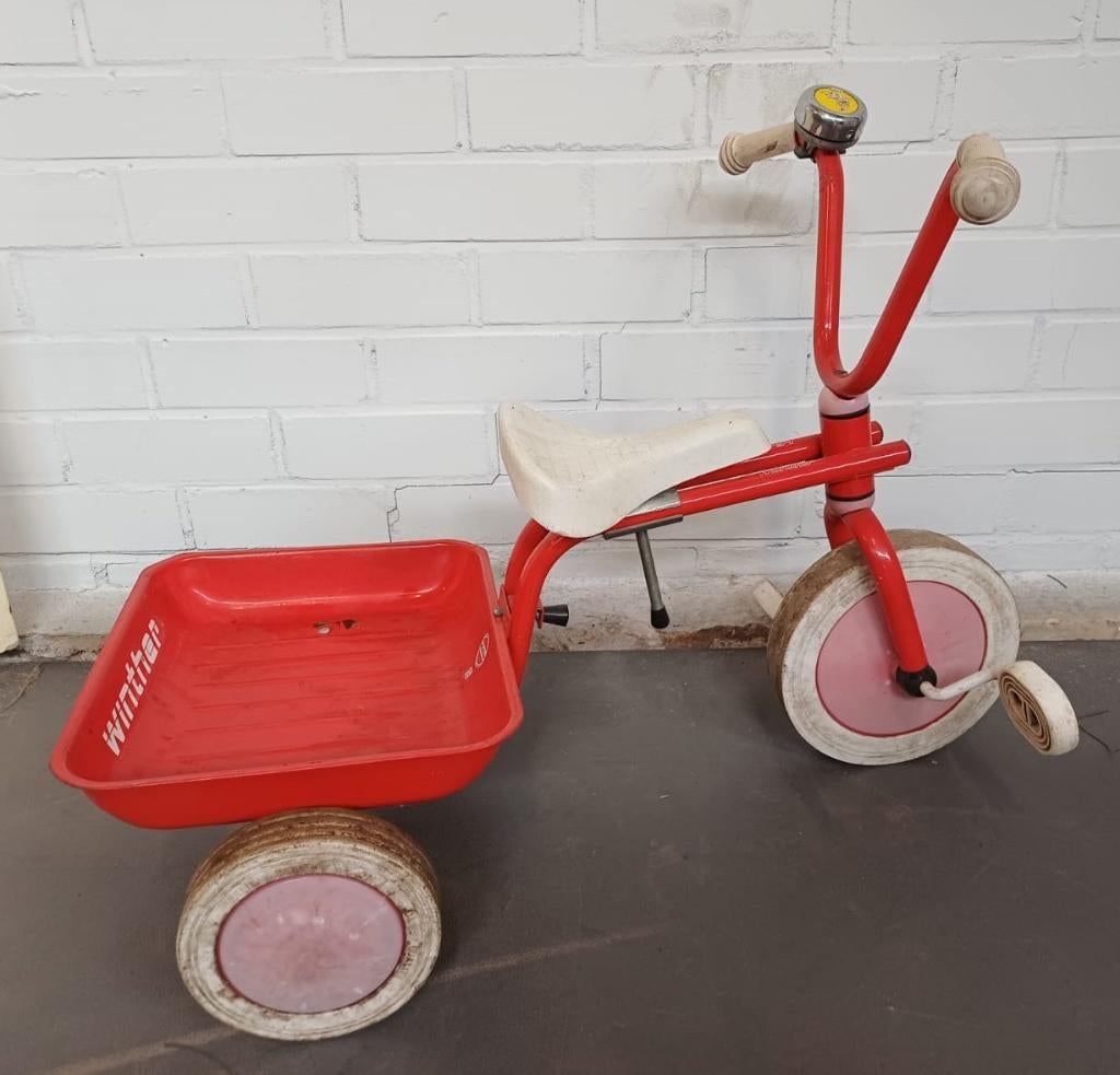 Winther driewieler fiets rood met achterbak, Ophalen, Gebruikt, Winther