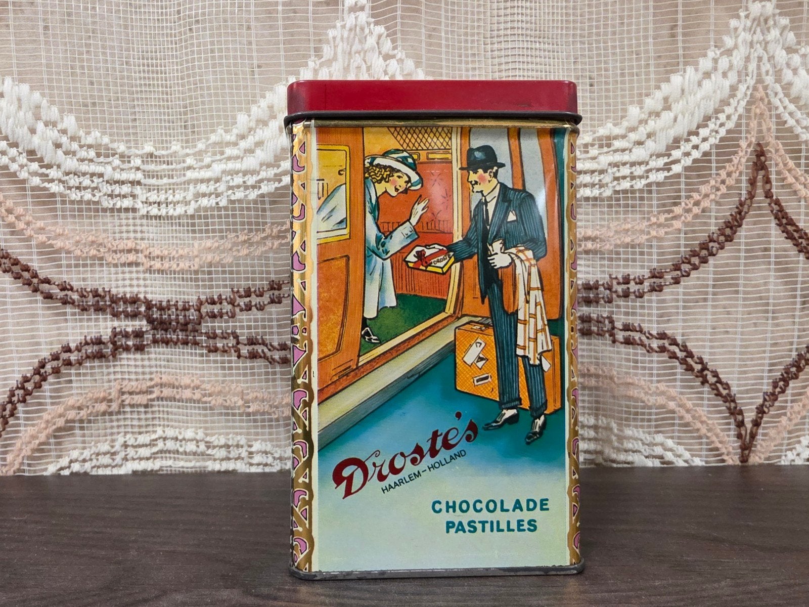 Vintage Droste chocolade pastilles blik, Verzamelen, Blikken, Ophalen of Verzenden, Gebruikt, Overige, Droste