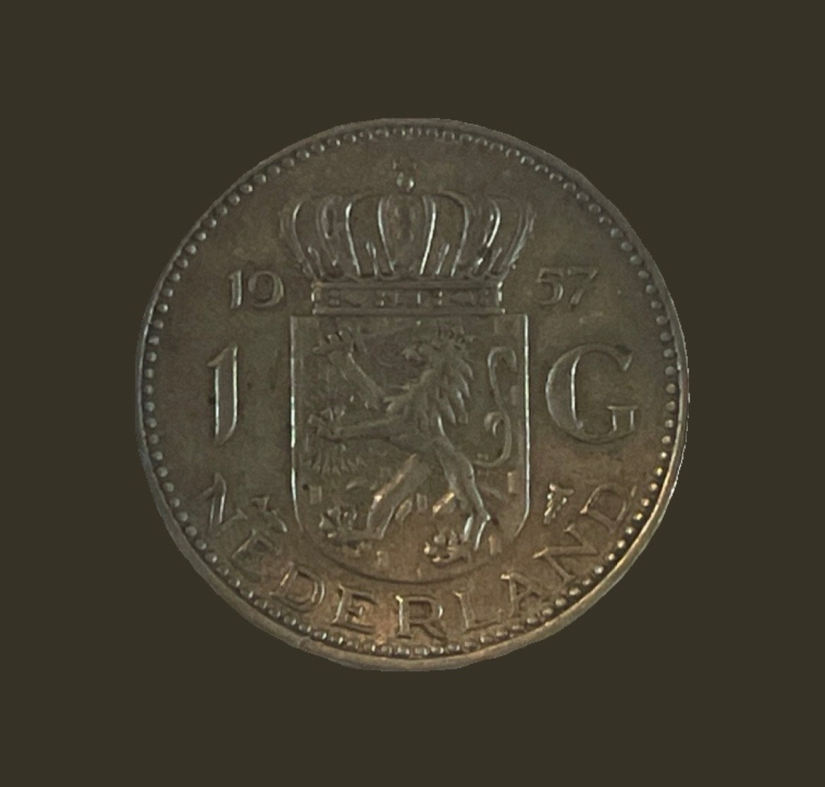 Zilveren 1 Gulden Munt 1957 - Zeer Fijne Staat, Postzegels en Munten, 1 gulden, Koningin Juliana, Zilver, Ophalen of Verzenden